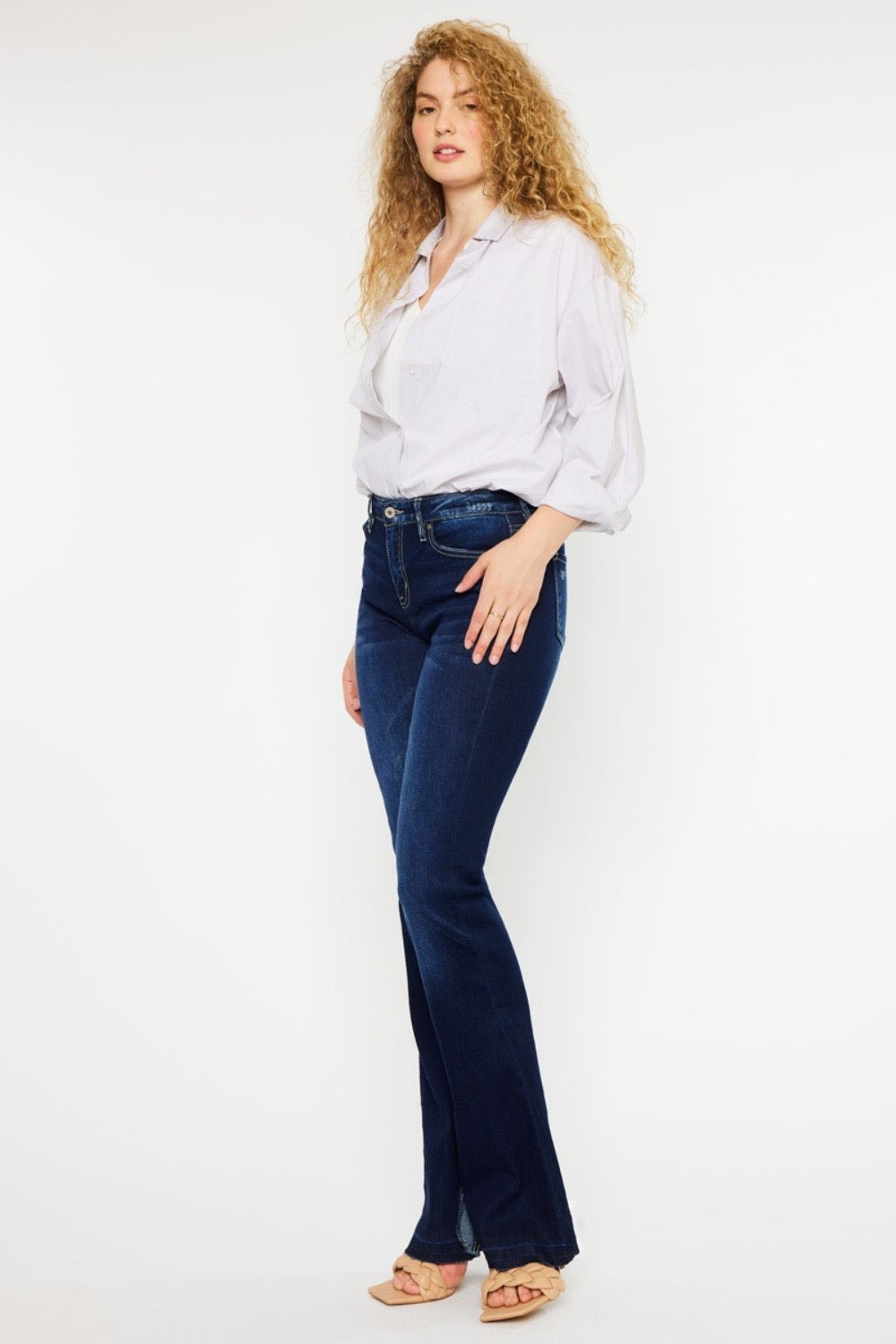 Kancan Full Size Mid Rise Flare Jeans