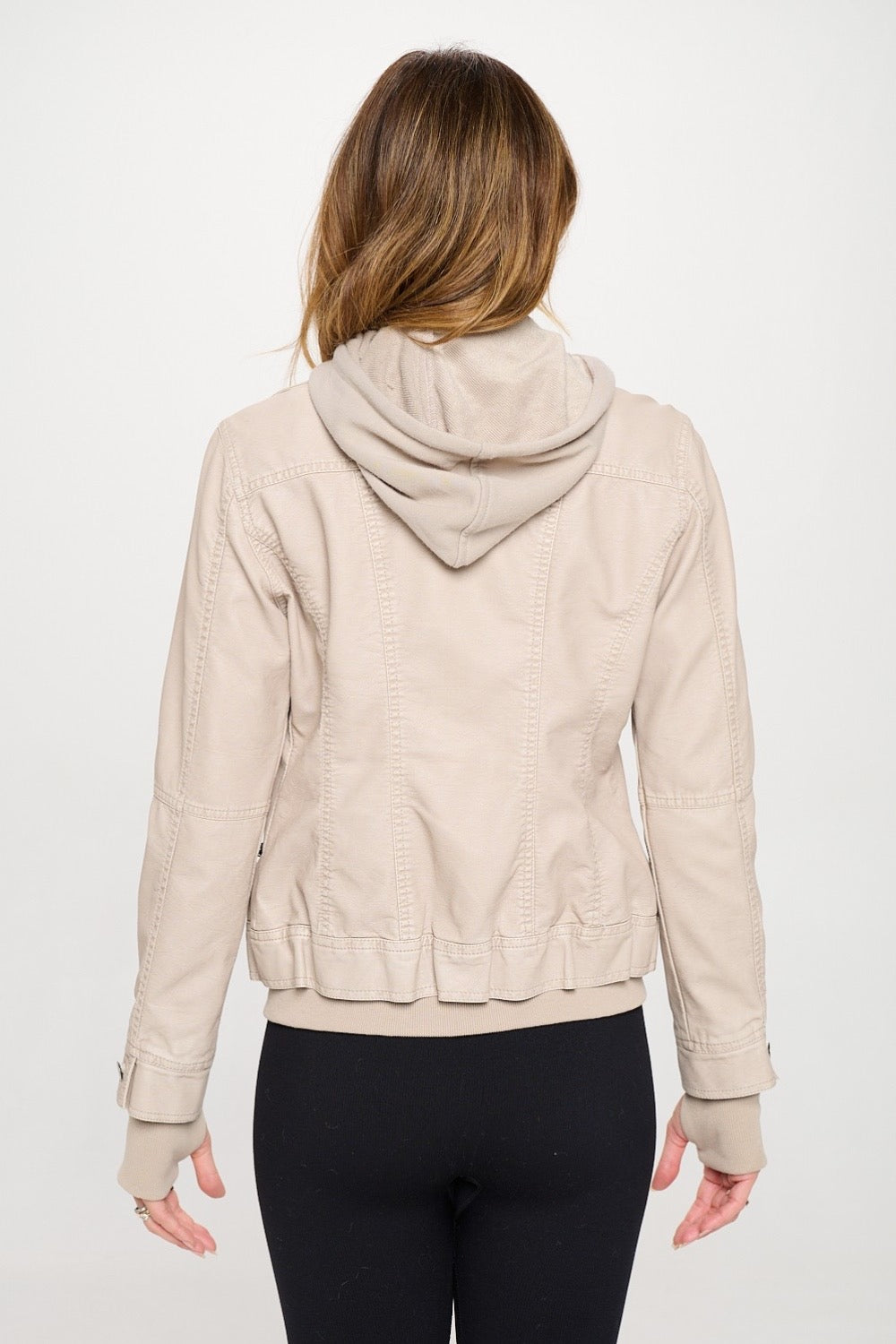 Coalition LA Double Zip Hooded Long Sleeve Jacket - Cream