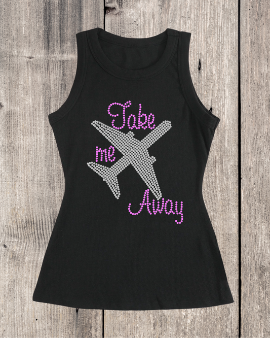 Take Me Away Rhinestone Ribbed Tank Top