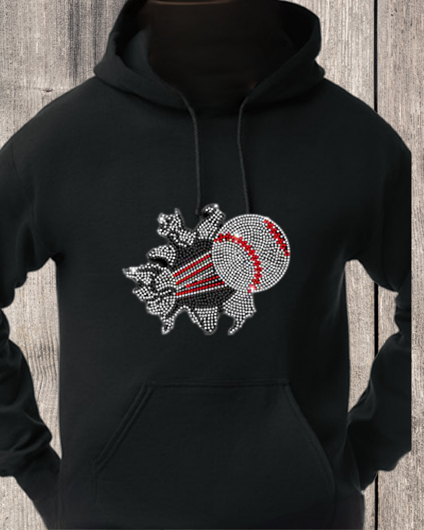 Baseball Explosion Rhinestone Pullover Hoodie