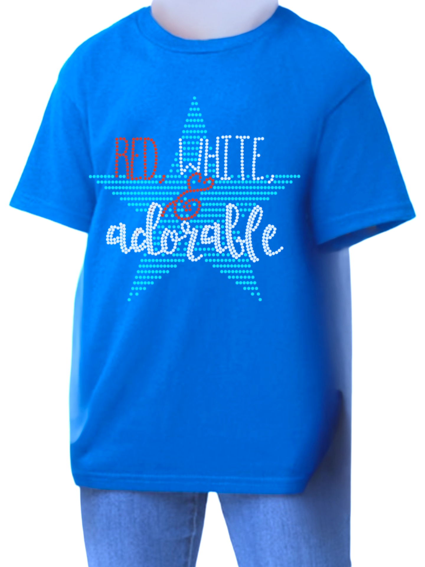 Red, White & Adorable Rhinestone Youth T-Shirt