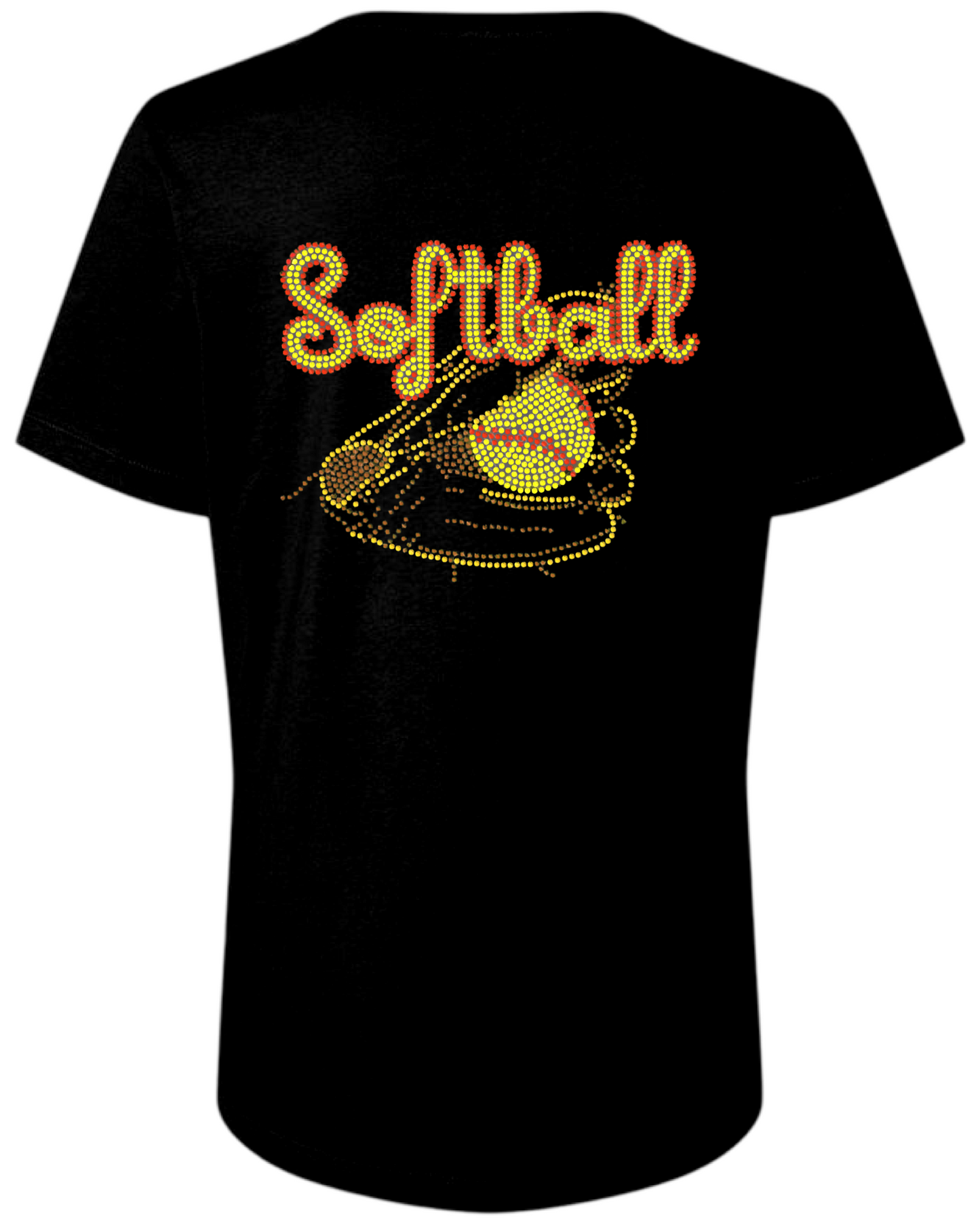 Softball Rhinestone Womens Relaxed Short Sleeve T-Shirt