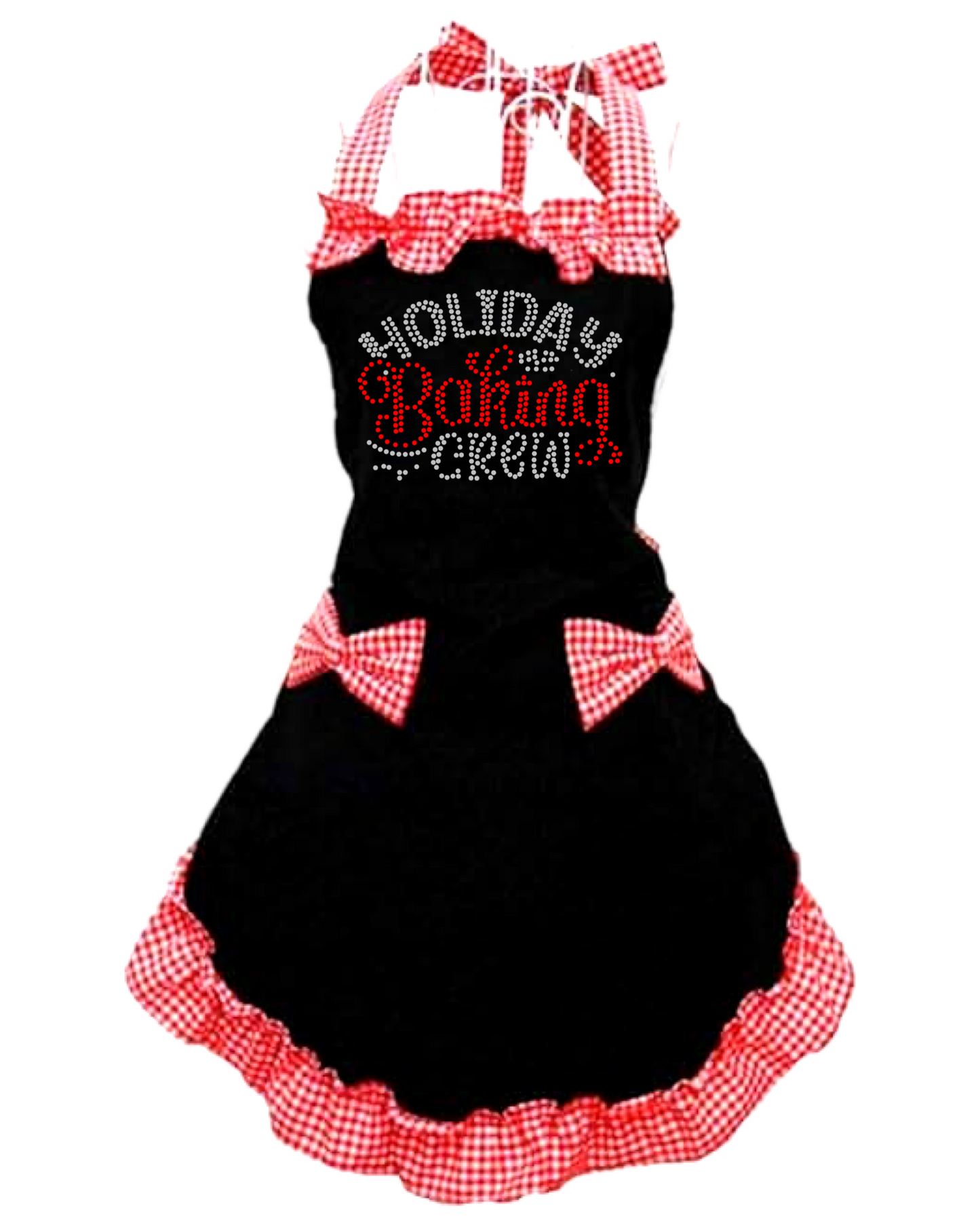 Holiday Baking Crew Spangle Design Retro Ruffle Apron