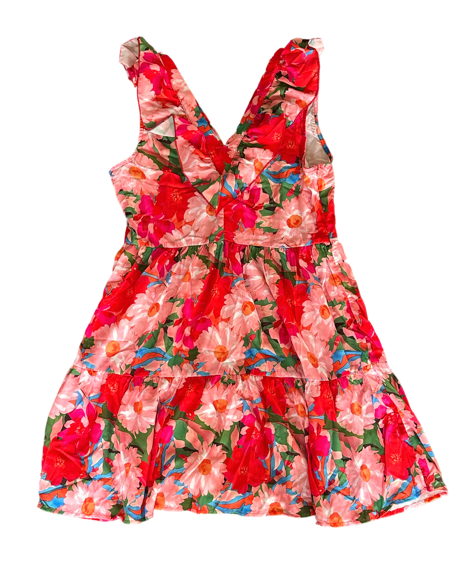 Ruffle V-neck Floral Dress