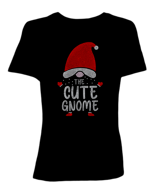 The Cute Gnome Holiday Spangled Women’s Relaxed Crew Neck T-Shirt