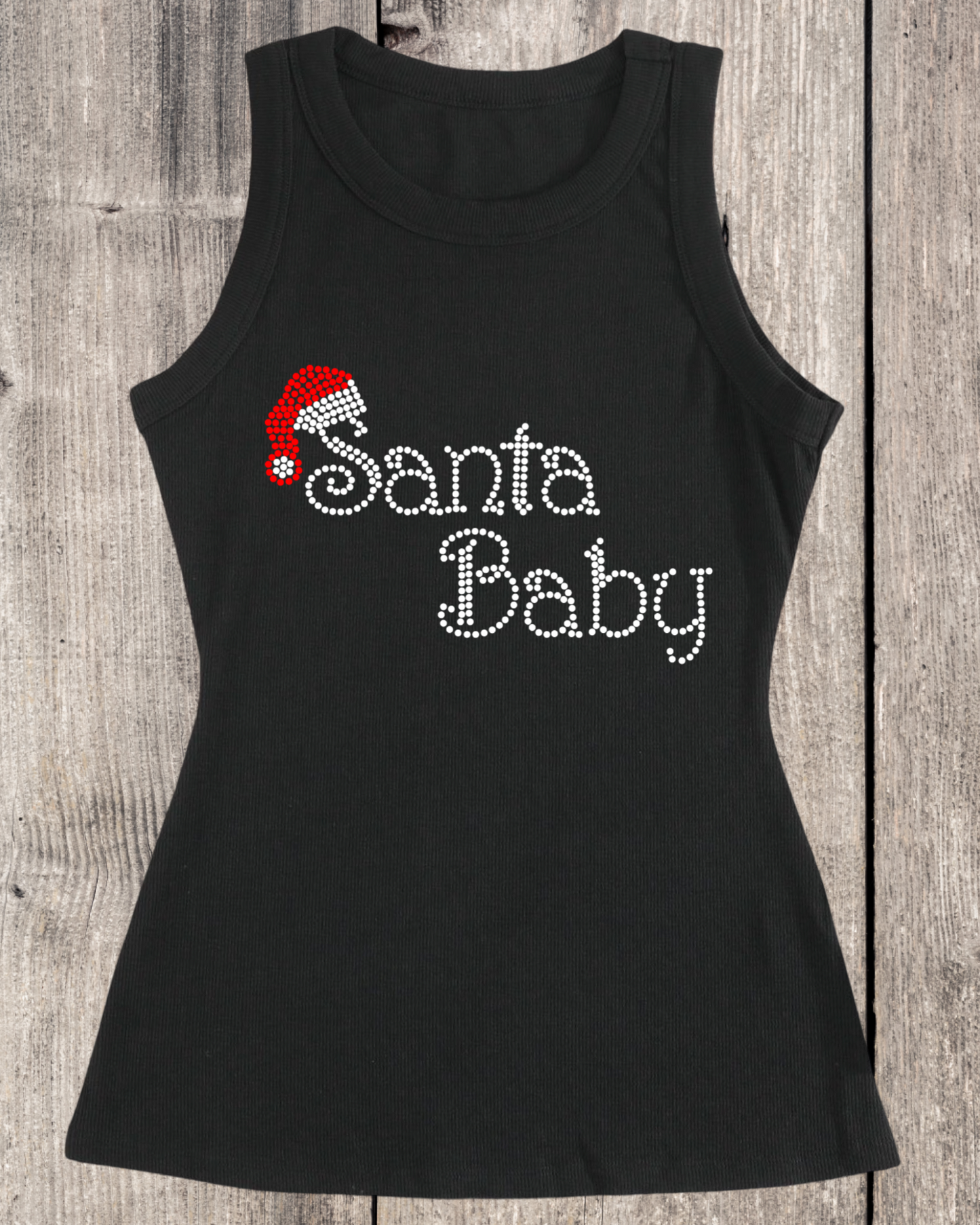 Santa Baby Rhinestone Ribbed Tank