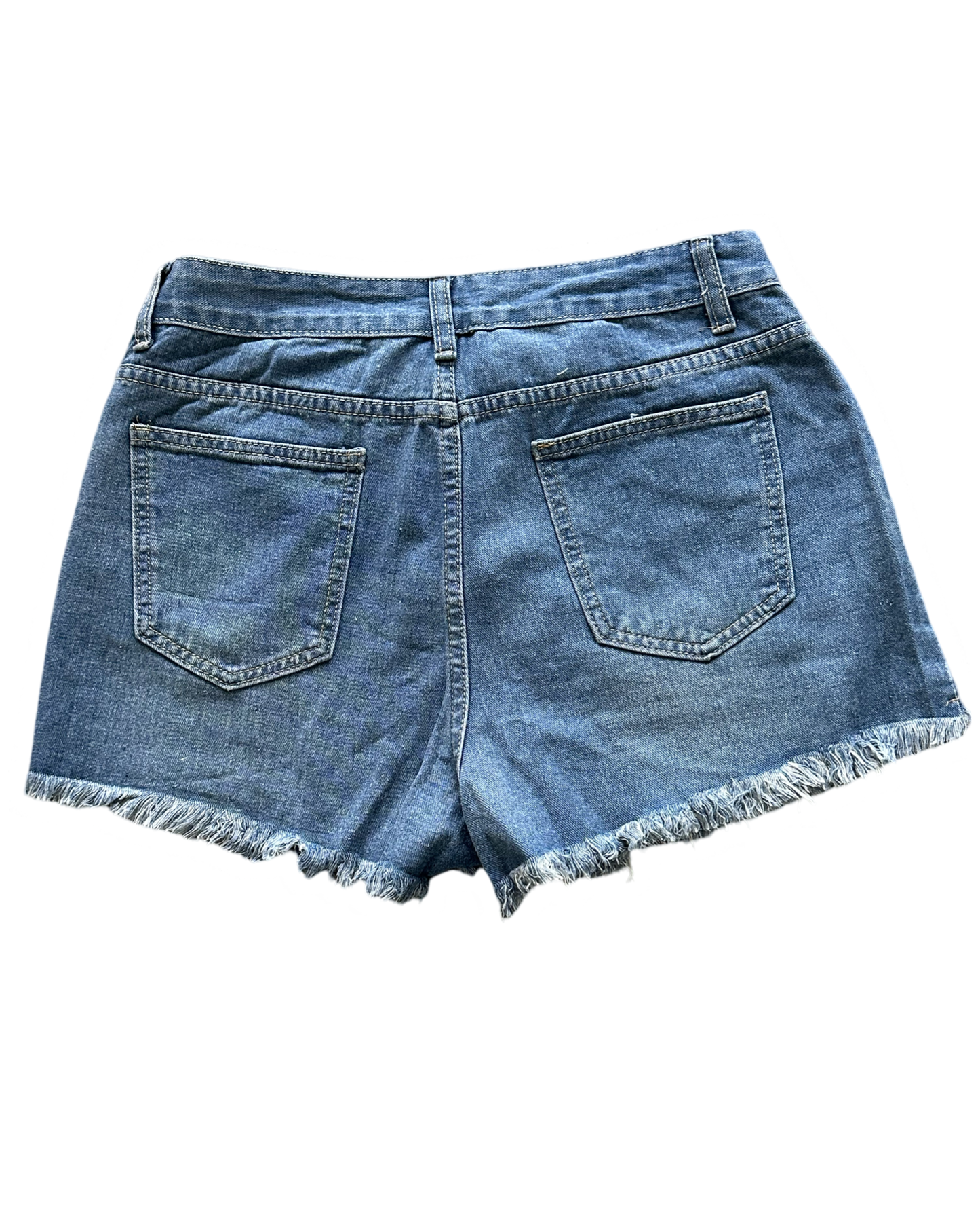 Distressed Raw Hem Denim Shorts