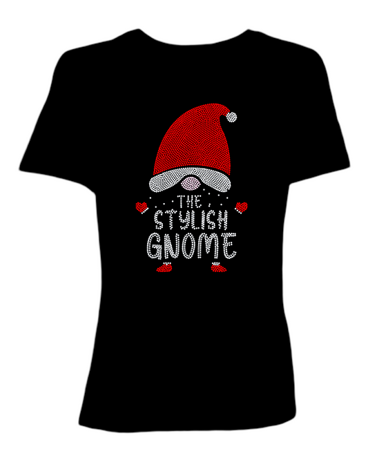 The Stylish Gnome Holiday Spangled Women’s Relaxed Crew Neck T-Shirt