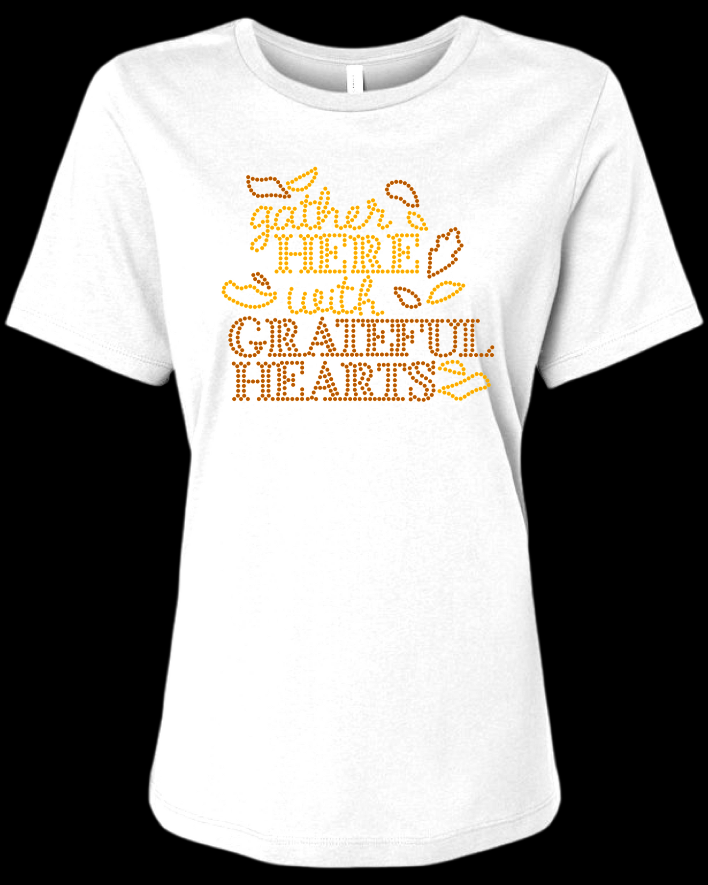 Thankful Holiday Collection Rhinestone Women’s Relaxed Black T-Shirt