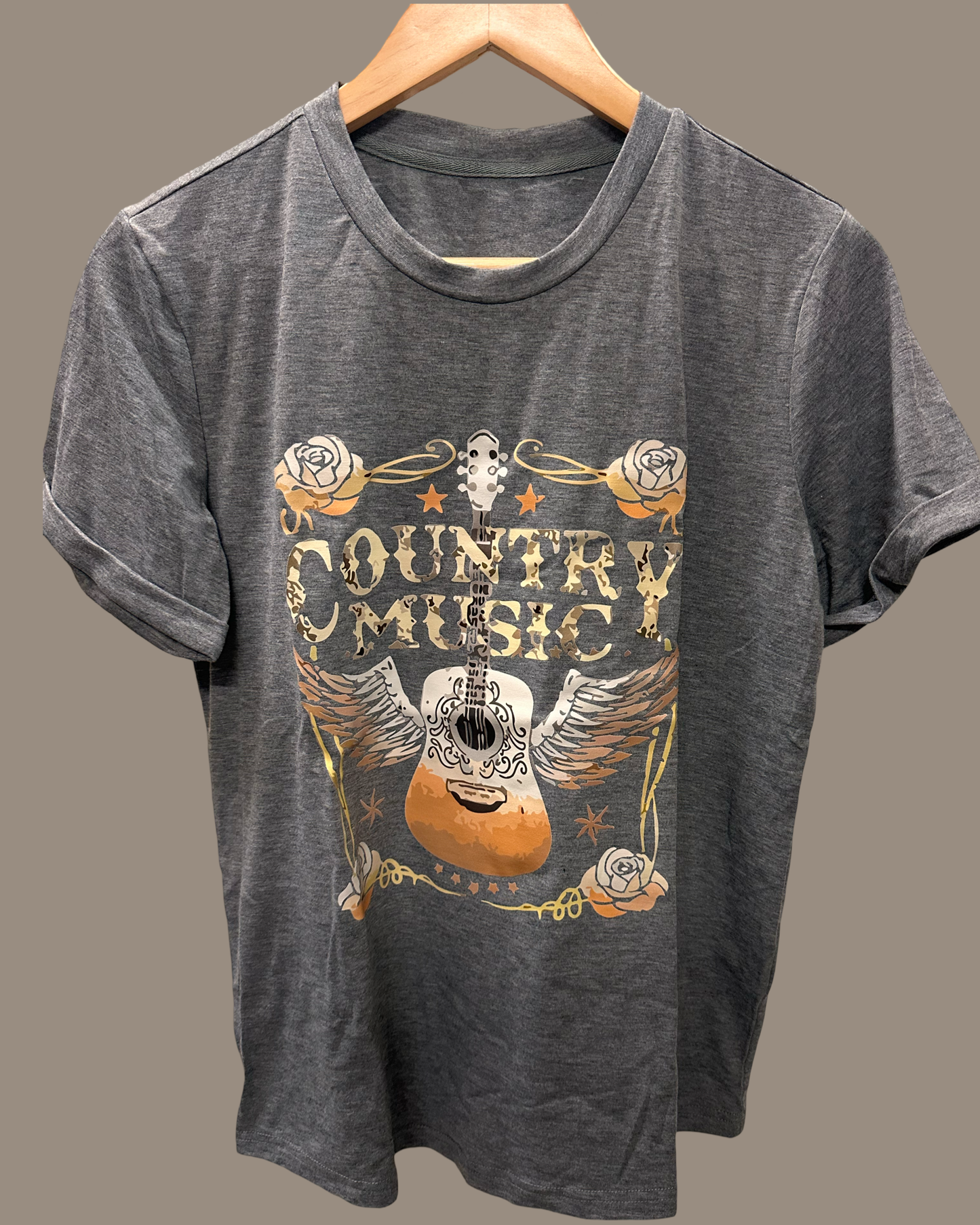 Gray Country Music Graphic T-Shirt