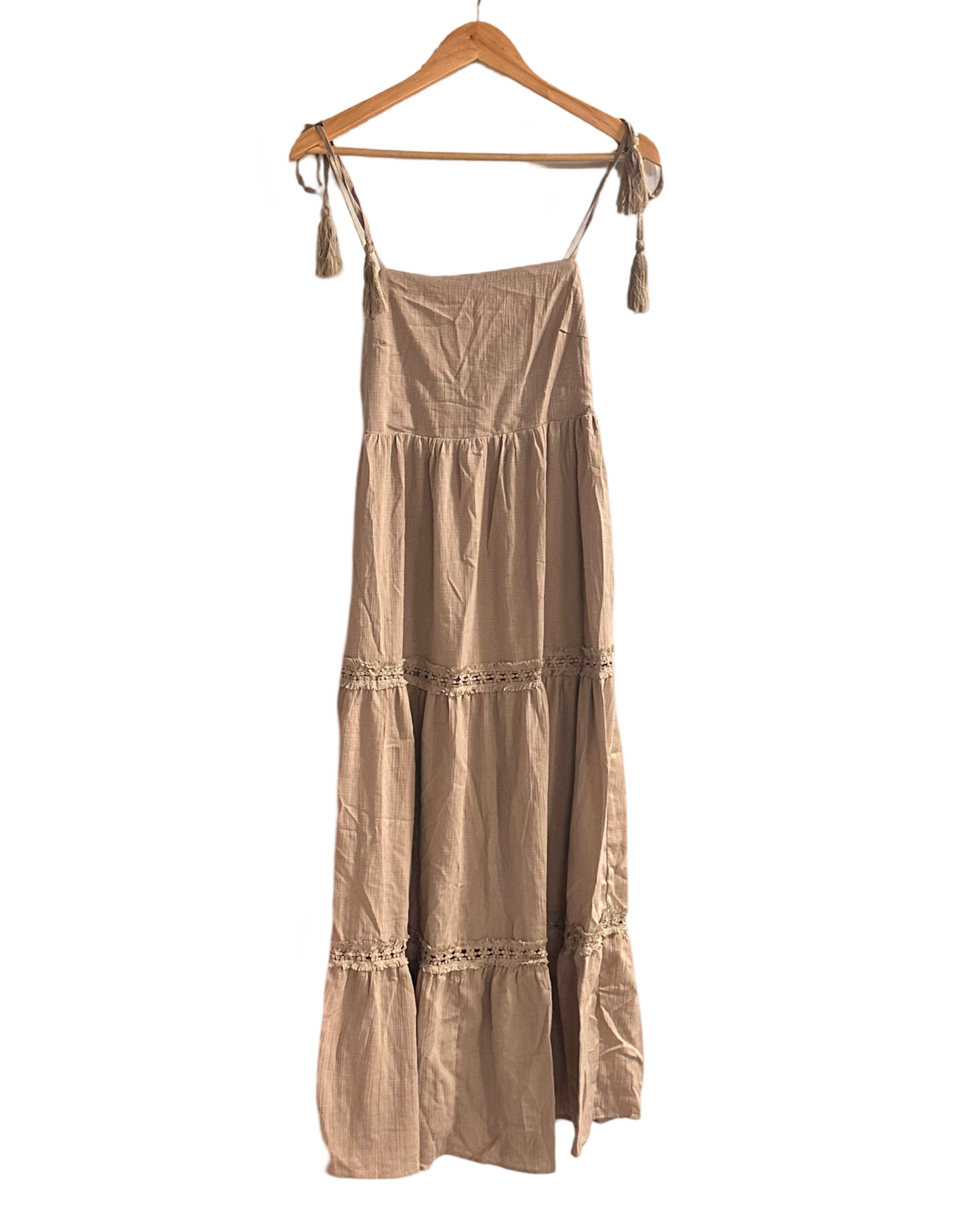 Papermoon Sleeveless Tassel Strap Tiered Maxi Dress