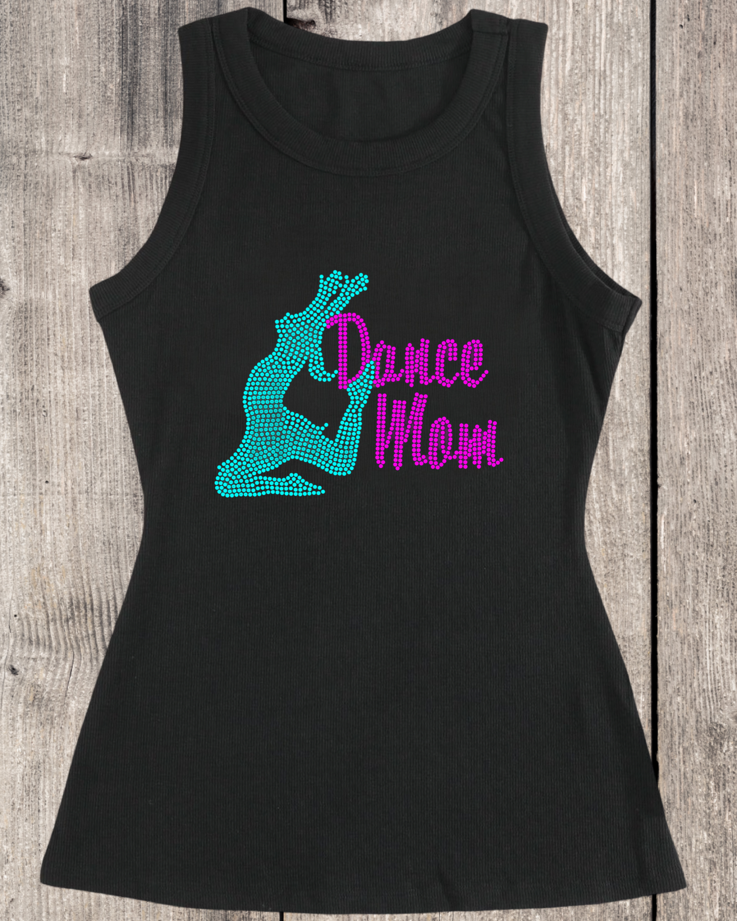 Dance Mom With Dancer Rhinestone Design Ribbed Tank Top