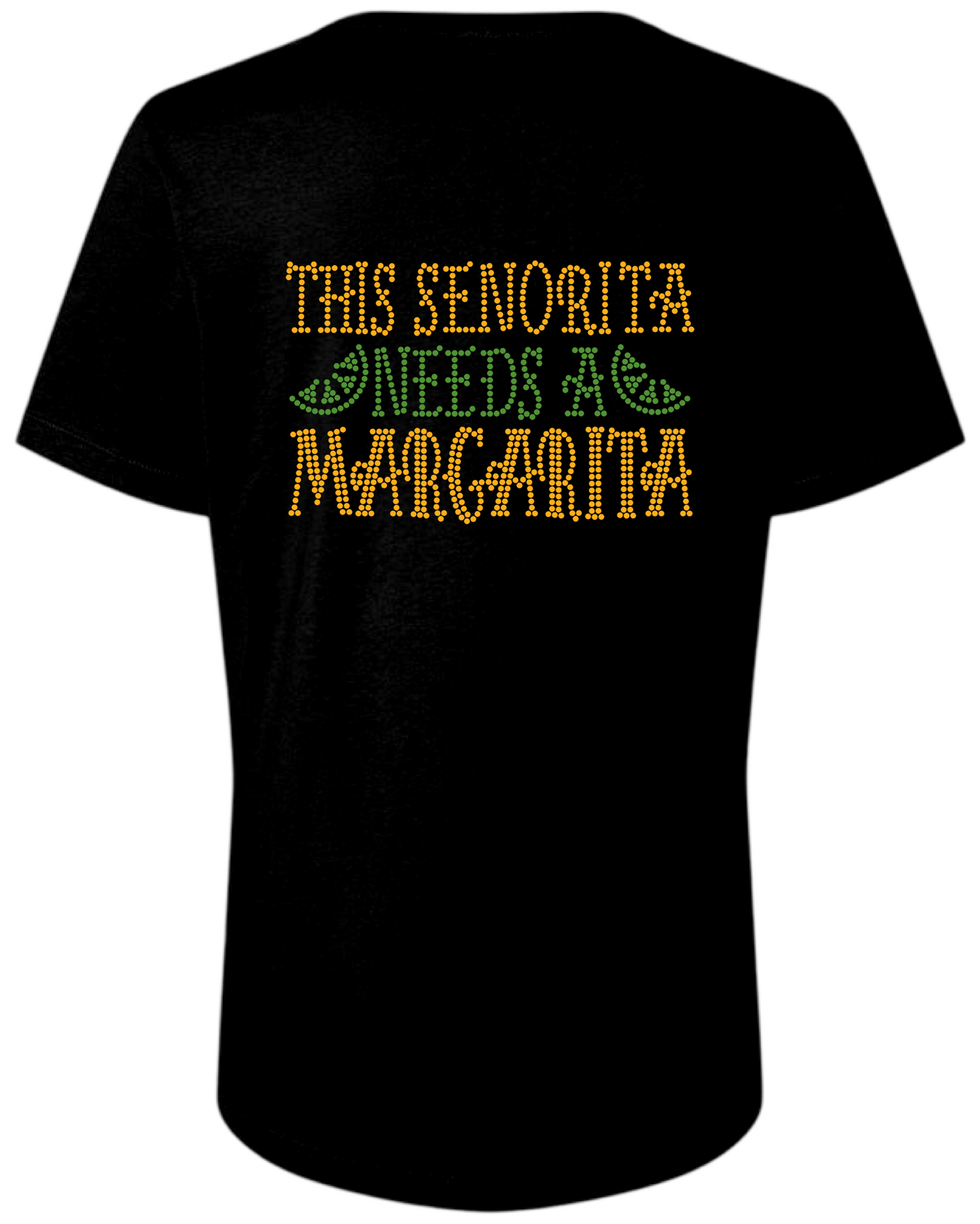 This Senorita Needs A Margarita Rhinestone Womens Relaxed Short Sleeve T-Shirt