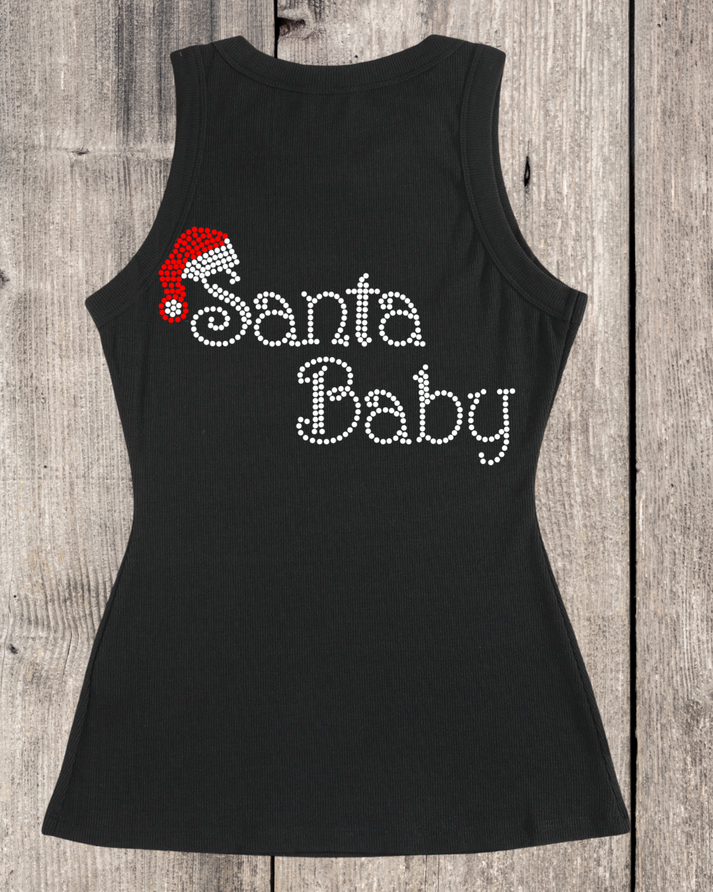 Santa Baby Rhinestone Ribbed Tank