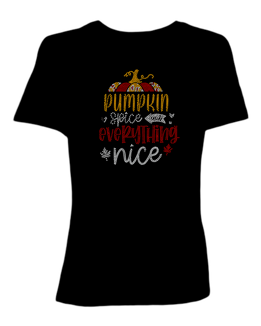 Pumpkin Spice Everything Nice Spangled Women’s Relaxed Crew Neck T-Shirt