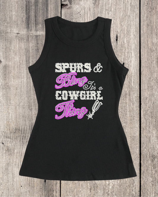 Spurs & Bling - It’s A Cowgirl Thing Rhinestone Ribbed Tank Top