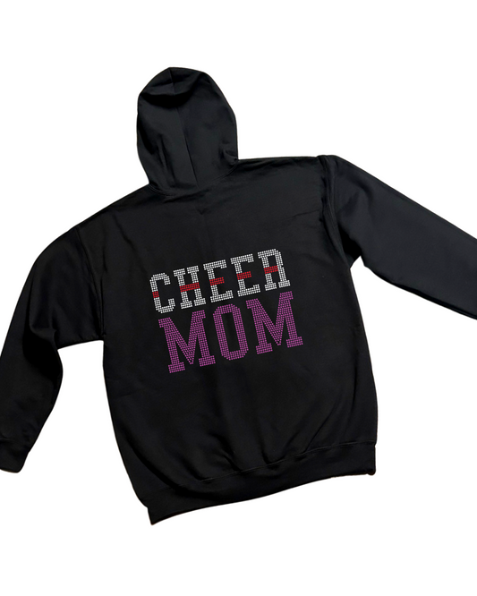 Cheer Mom Rhinestone Zip-Up Hoodie