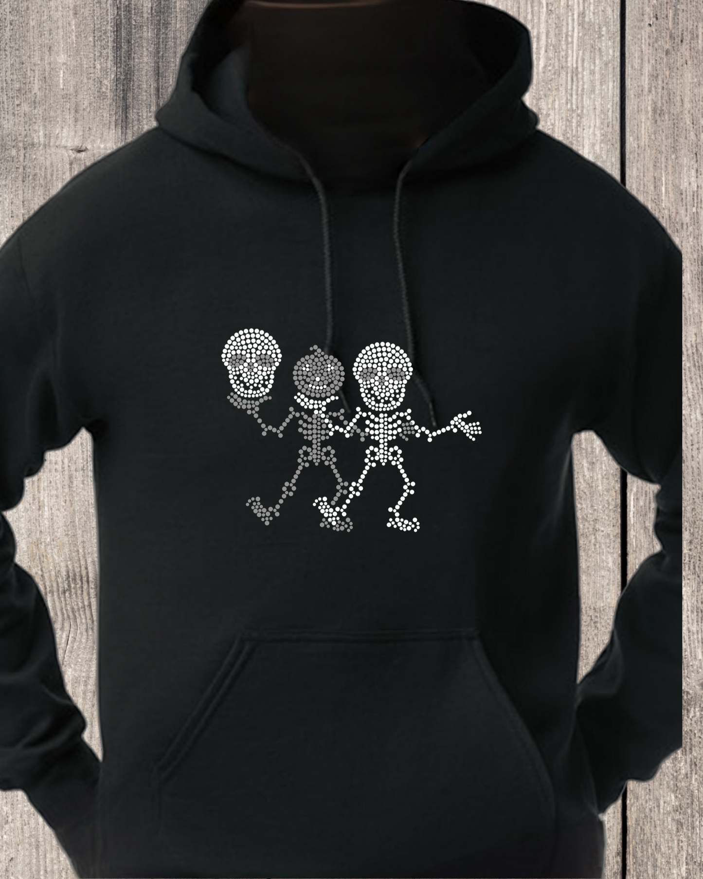 Double Skeleton Rhinestone Pullover Hoodie