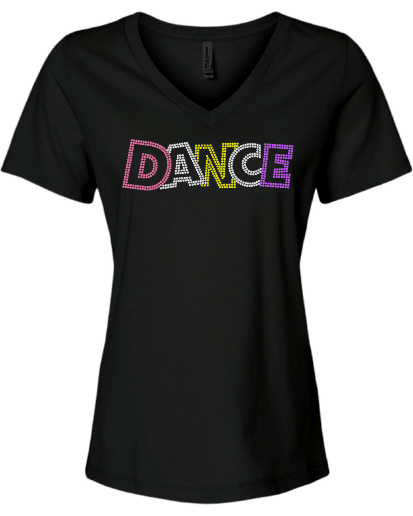 Dance Outline Rhinestone Womens Relaxed Short Sleeve T-Shirt